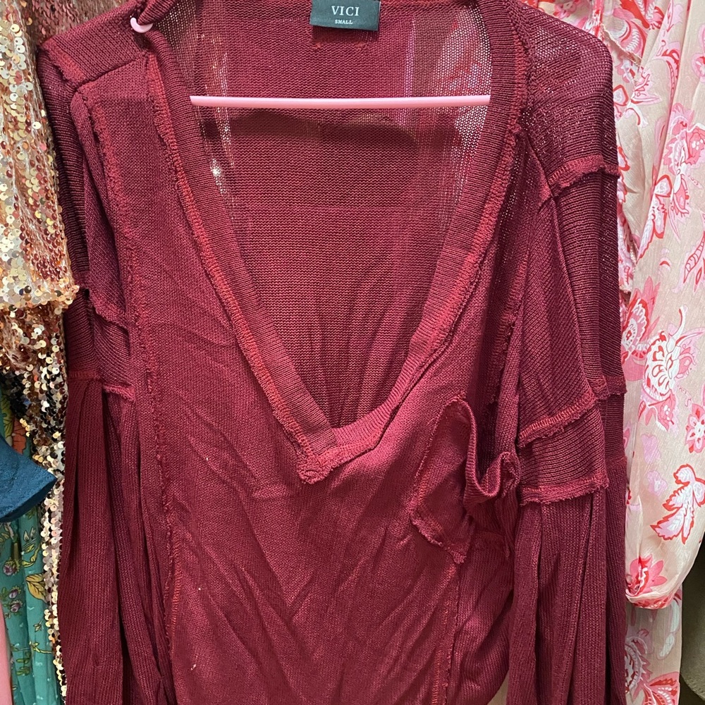 Burgundy red off the shoulder sweater top brand new never worn